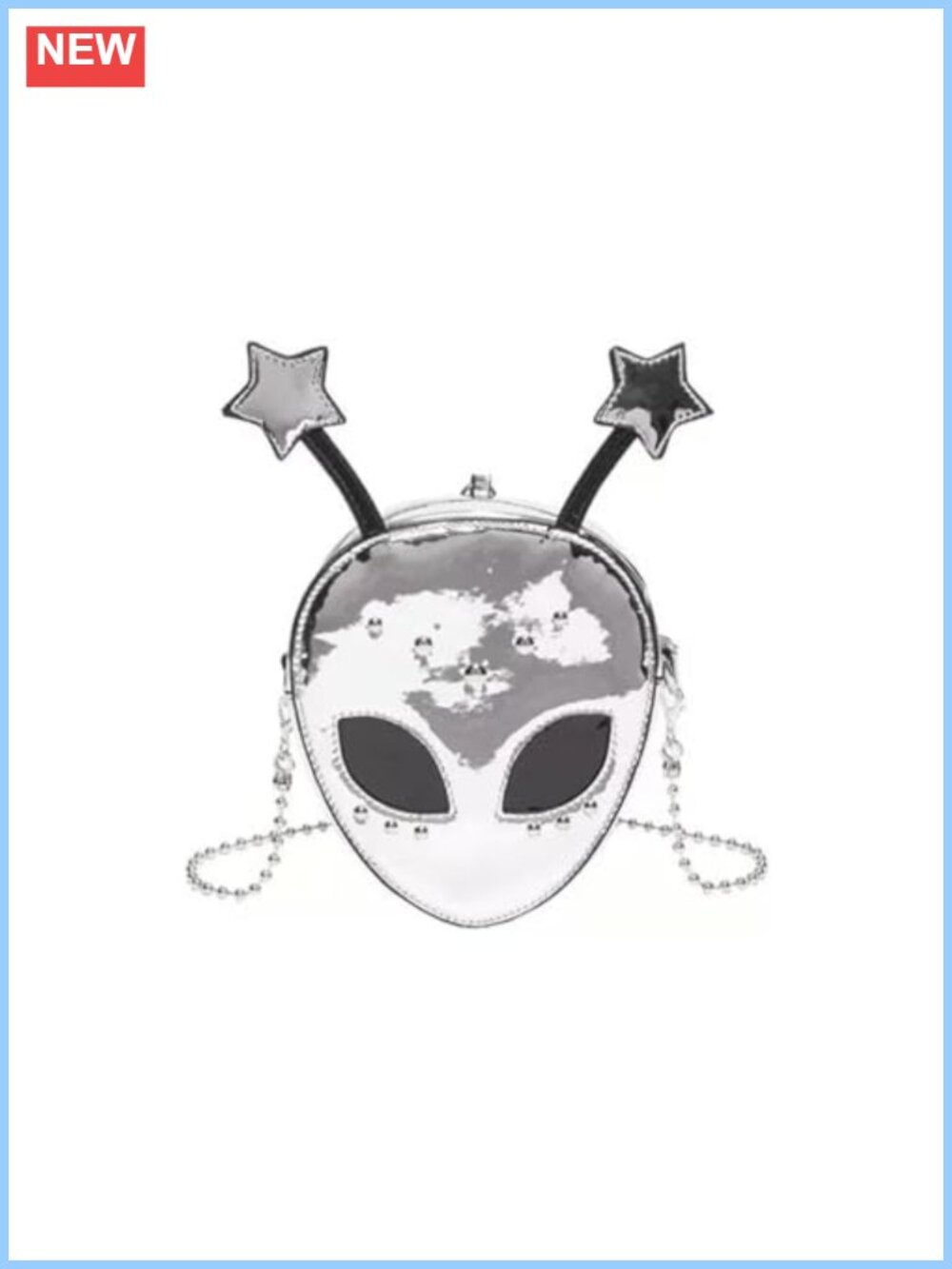 Silver Alien Purse Y2K Mirror-Finish PU Crossbody Bag Futuristic Purse